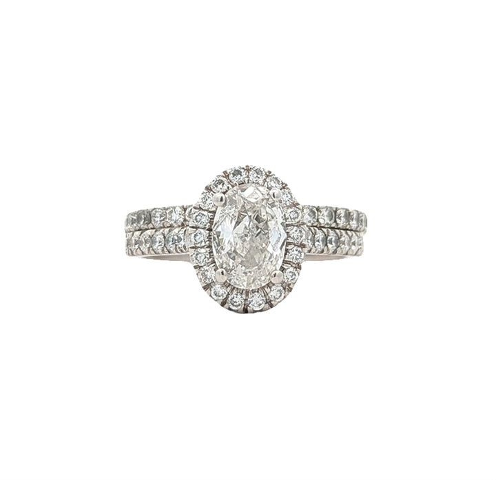 14KT White Gold 2.00ctw Diamond Estate Engagement Ring and Matching Band