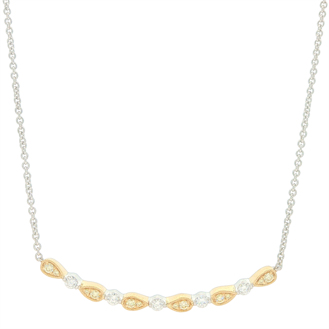 18KT Yellow & White Gold 0.33cttw Diamond Necklace 16.5"
