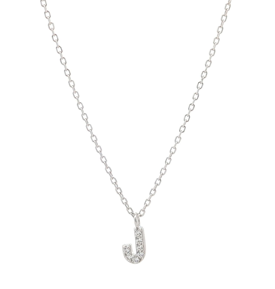 REIGN Sterling Silver Cubic Zirconia "J" 18" Necklace
