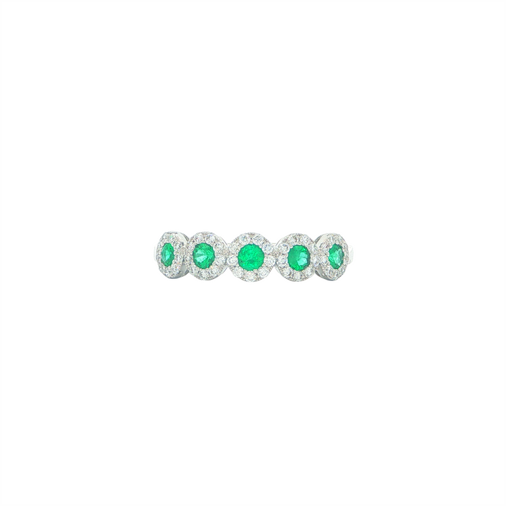 18KT White Gold Emerald and 0.25ctw Diamond Ring