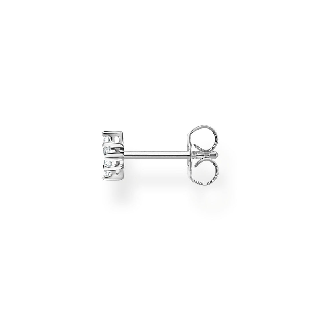 Single Ear Stud White Stone Silver