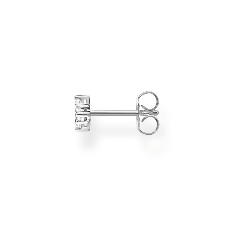 Single Ear Stud White Stone Silver