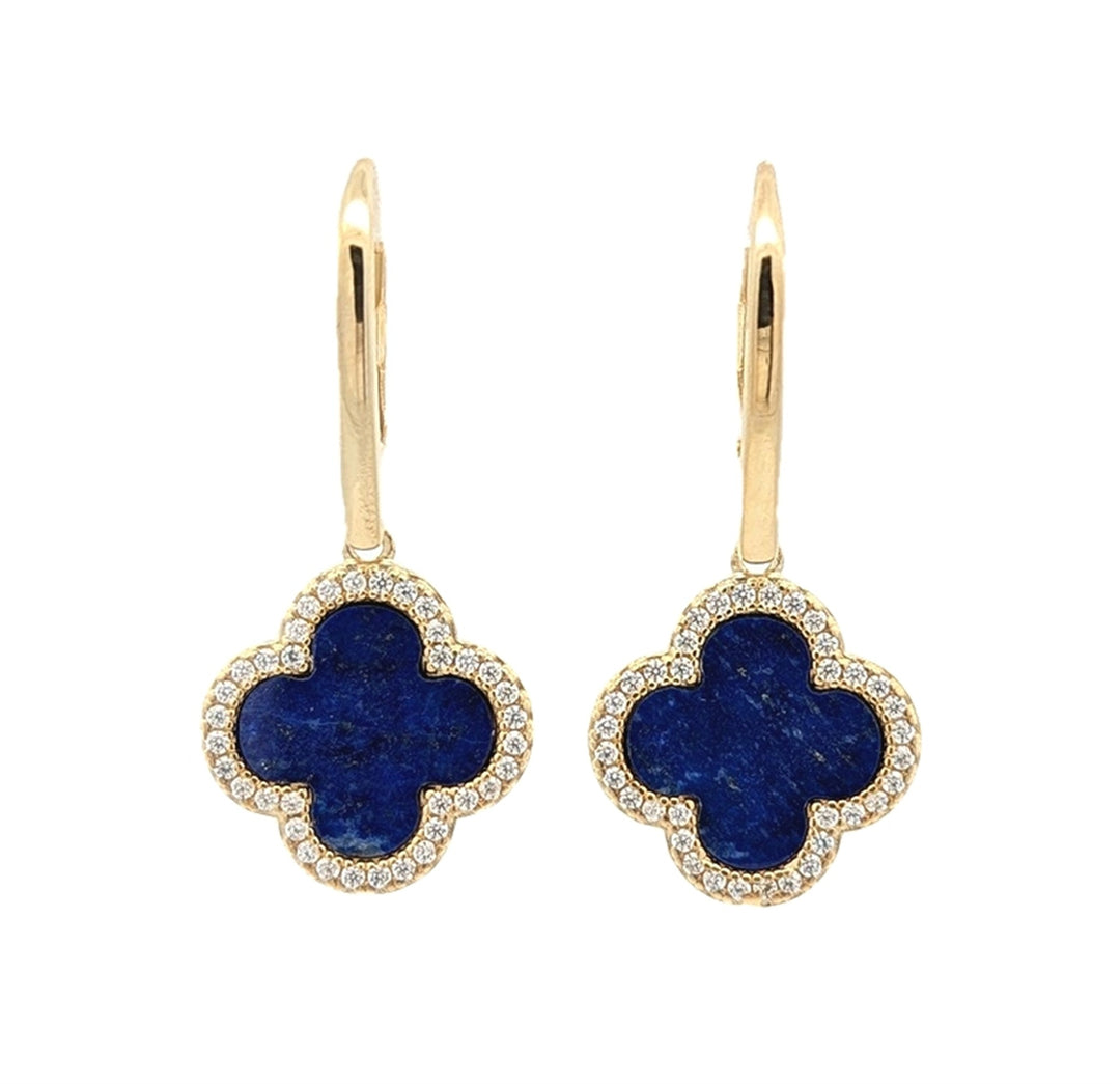 Charles Garnier "Bliss" Gold Plated Lapis Lazuli CZ Drop Earrings