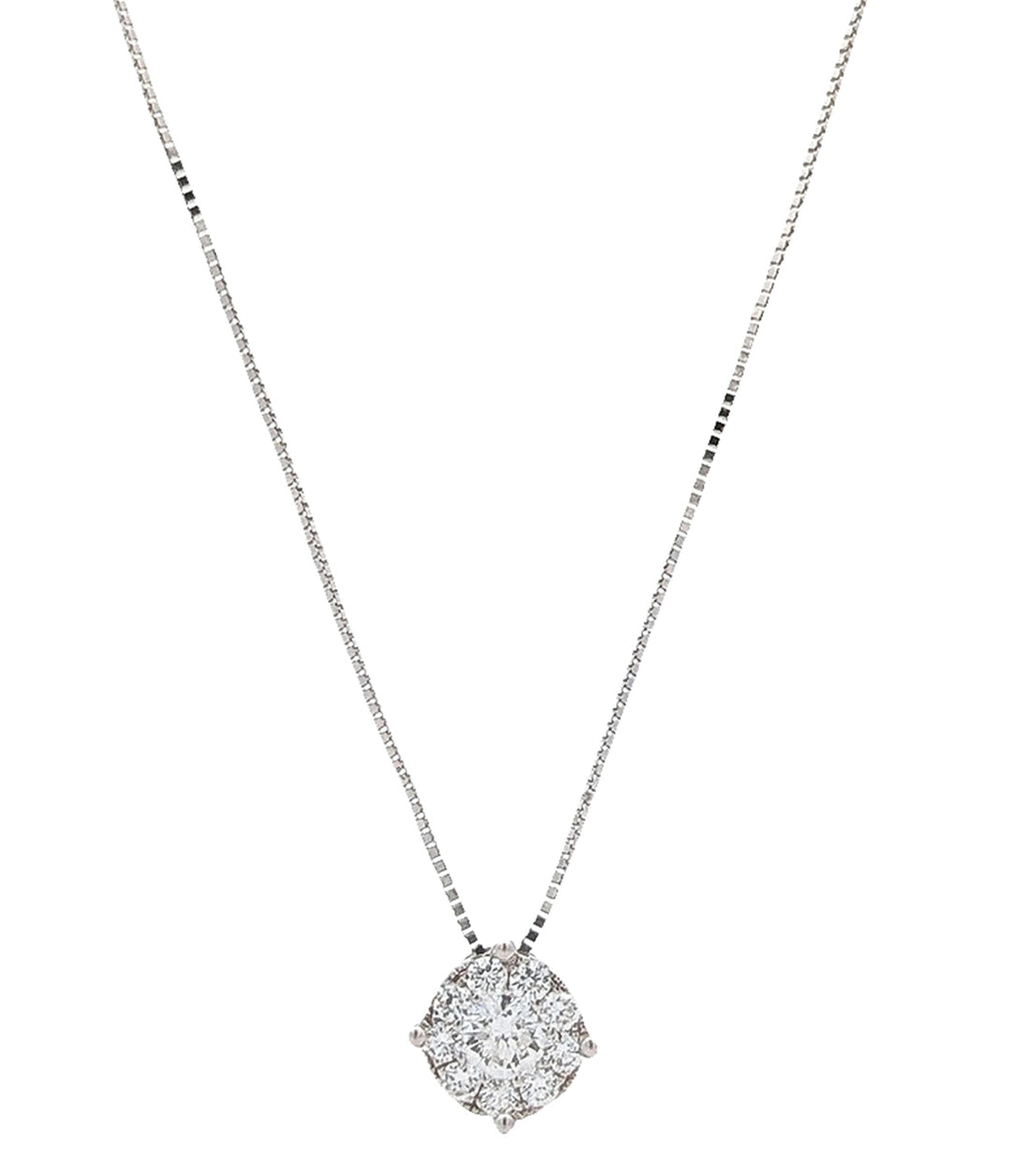 14KT-18KT White Gold 0.34ctw Diamond Cluster 18" Necklace