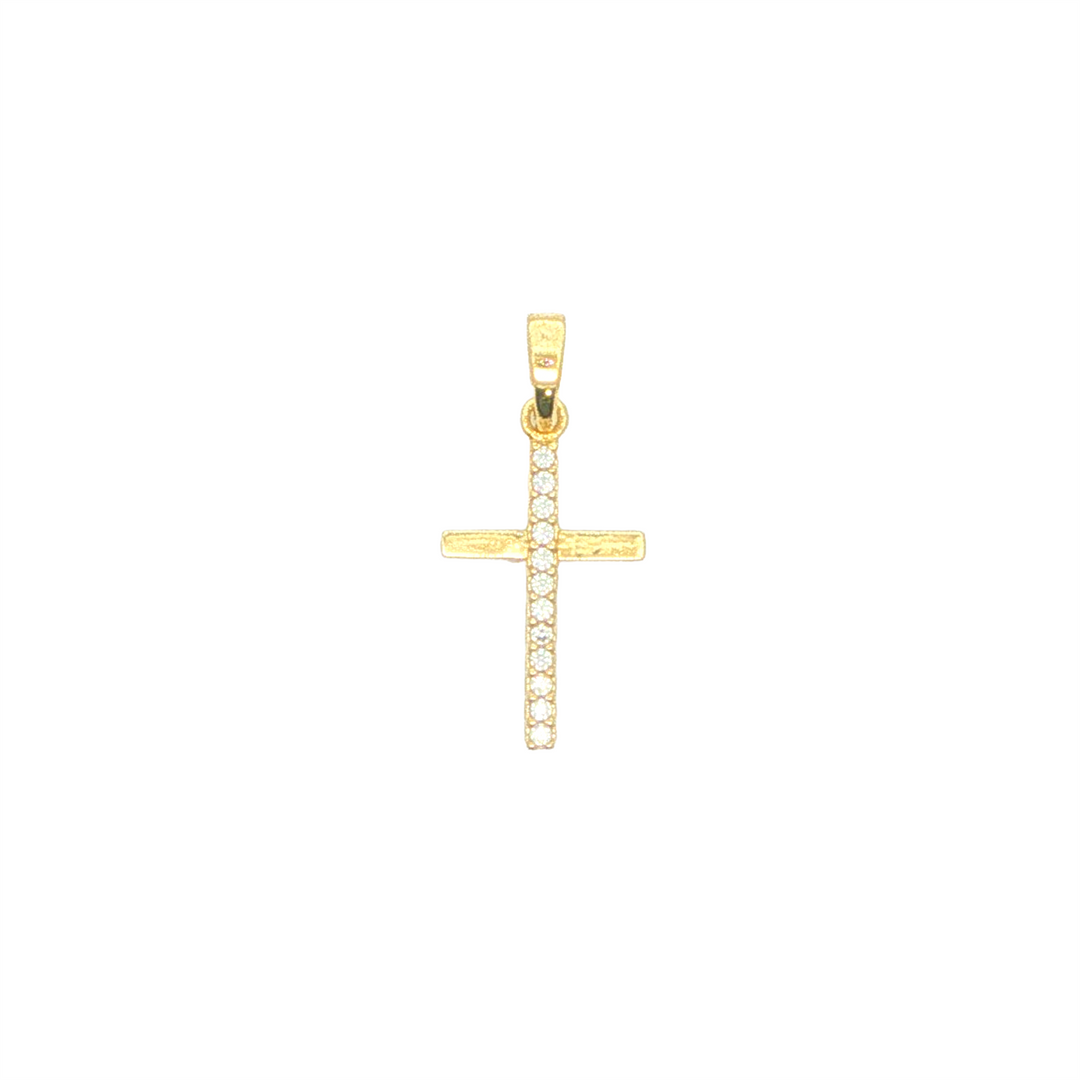 10K Yellow Gold and Cubic Zirconia Cross Pendant