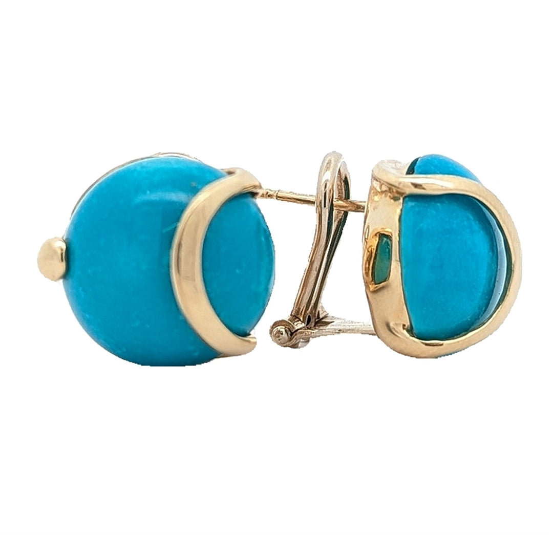 14KT Yellow Gold Natural Turquoise Earrings