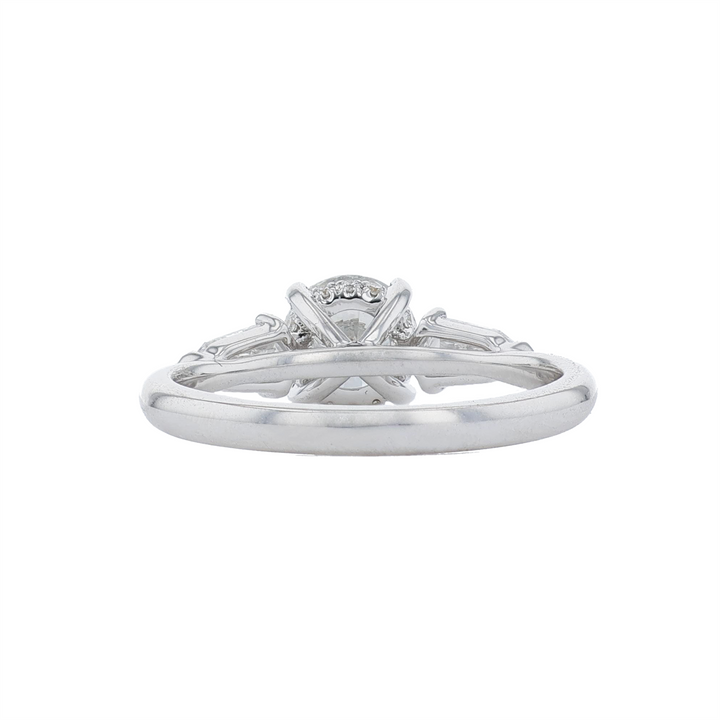 18KT White Gold 1.56ctw Round Diamond Engagement Ring with Hidden Halo and Accented Shoulders