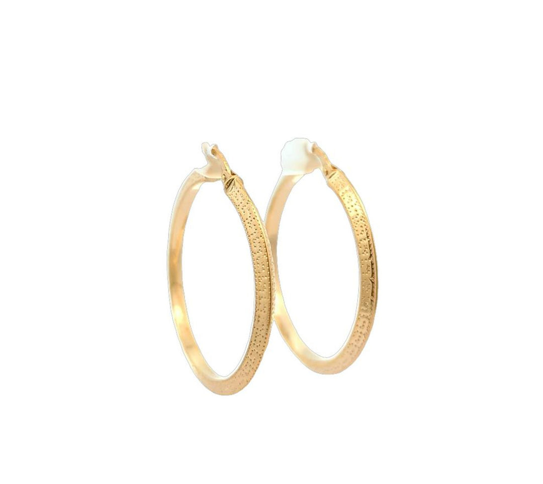 10KT Yellow Gold 35mm Greek Key Design Hoop Earrings