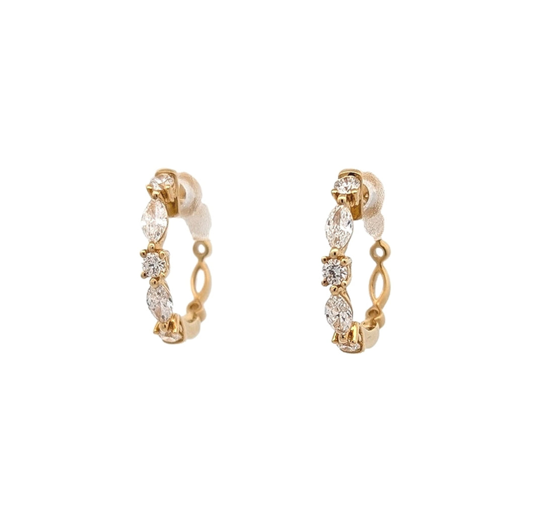 18KT Yellow Gold 0.58ctw Diamond Hoop Earrings