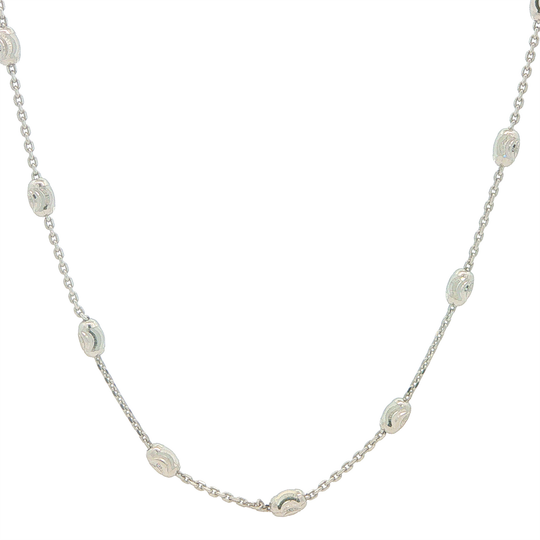 14KT White Gold Bead Station Chain 18"