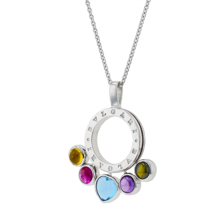 18KT White Gold "Bvlgari Allegra" Estate Pendant and Rolo Chain 18"