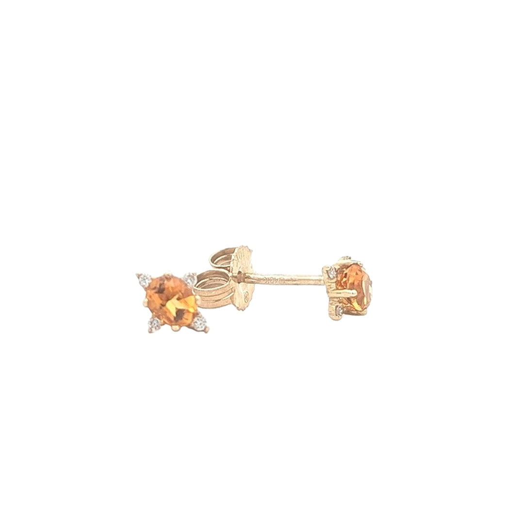 10K Yellow Gold Citrine Diamond Stud Earrings