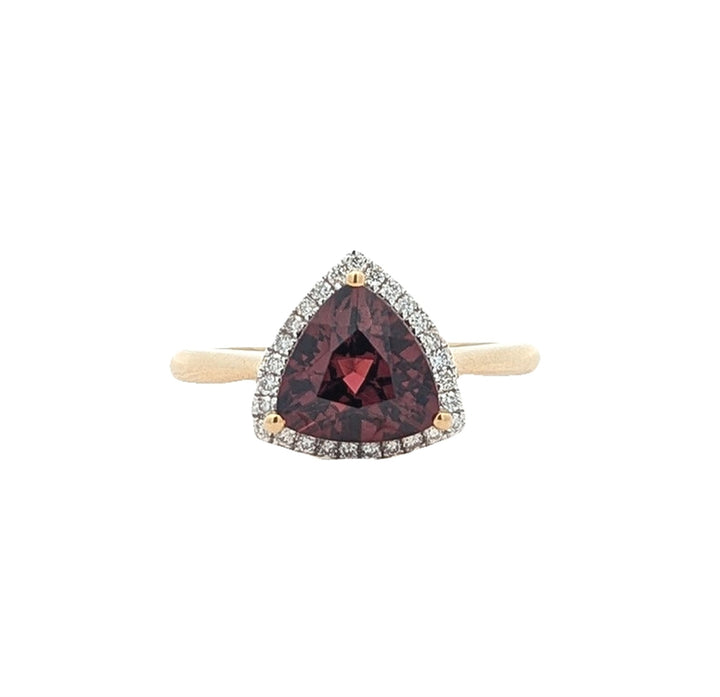 10KT Yellow Gold Garnet and 0.135ctw Diamond Ring