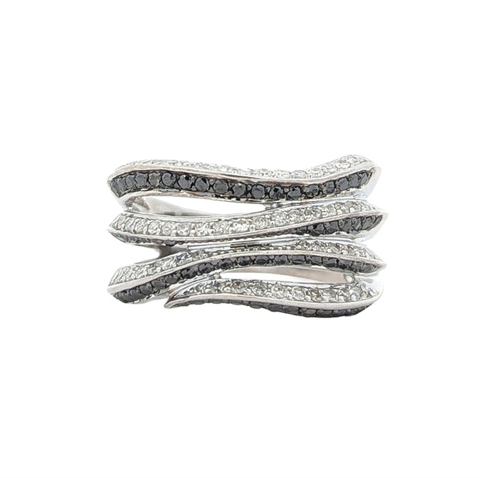 10KT White Gold 1.36ctw Black and White Diamond Estate Ring