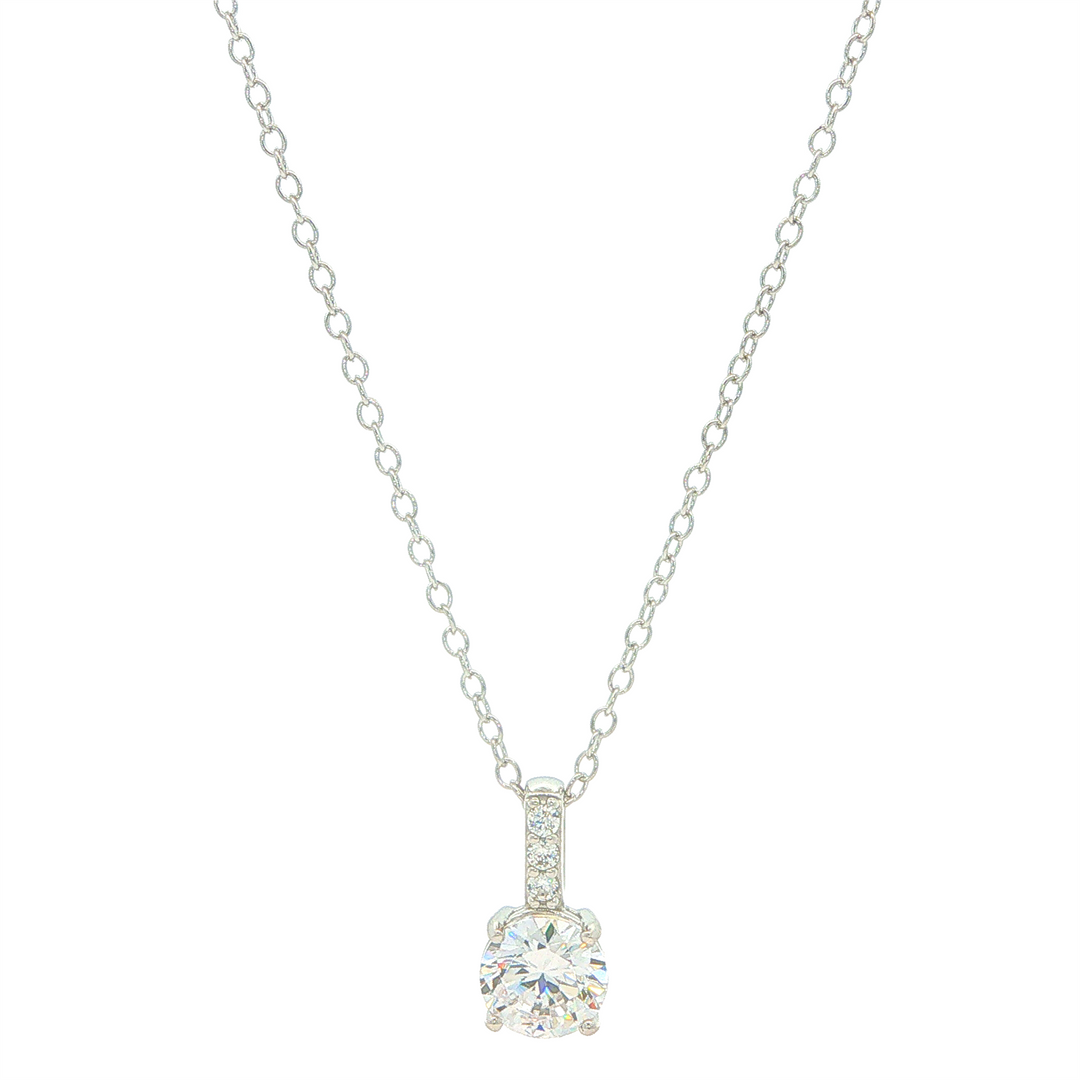ELLE Sterling Silver "Duchess" Necklace with CZ 16 + 2"