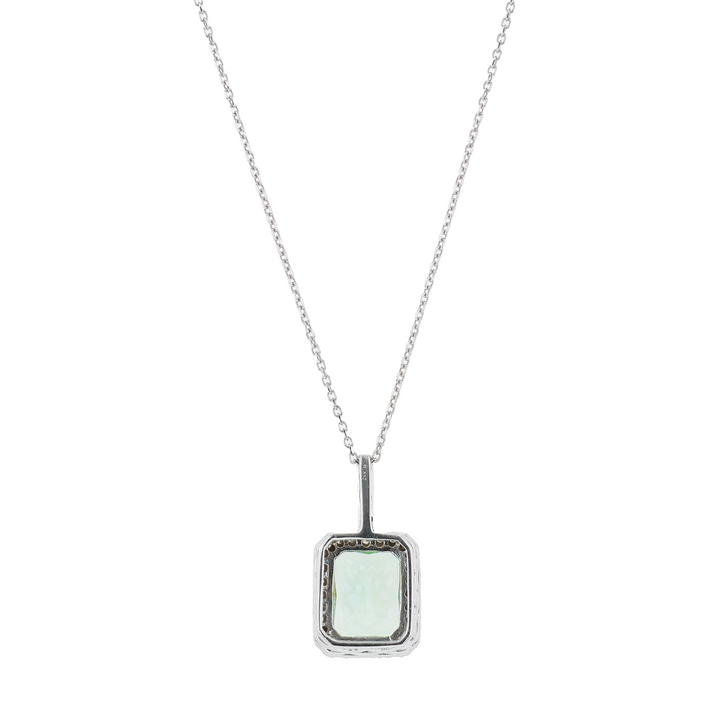 14KY White Gold Greened Amethyst and 0.26ctw Diamond Pendant on a Rolo Chain 18"