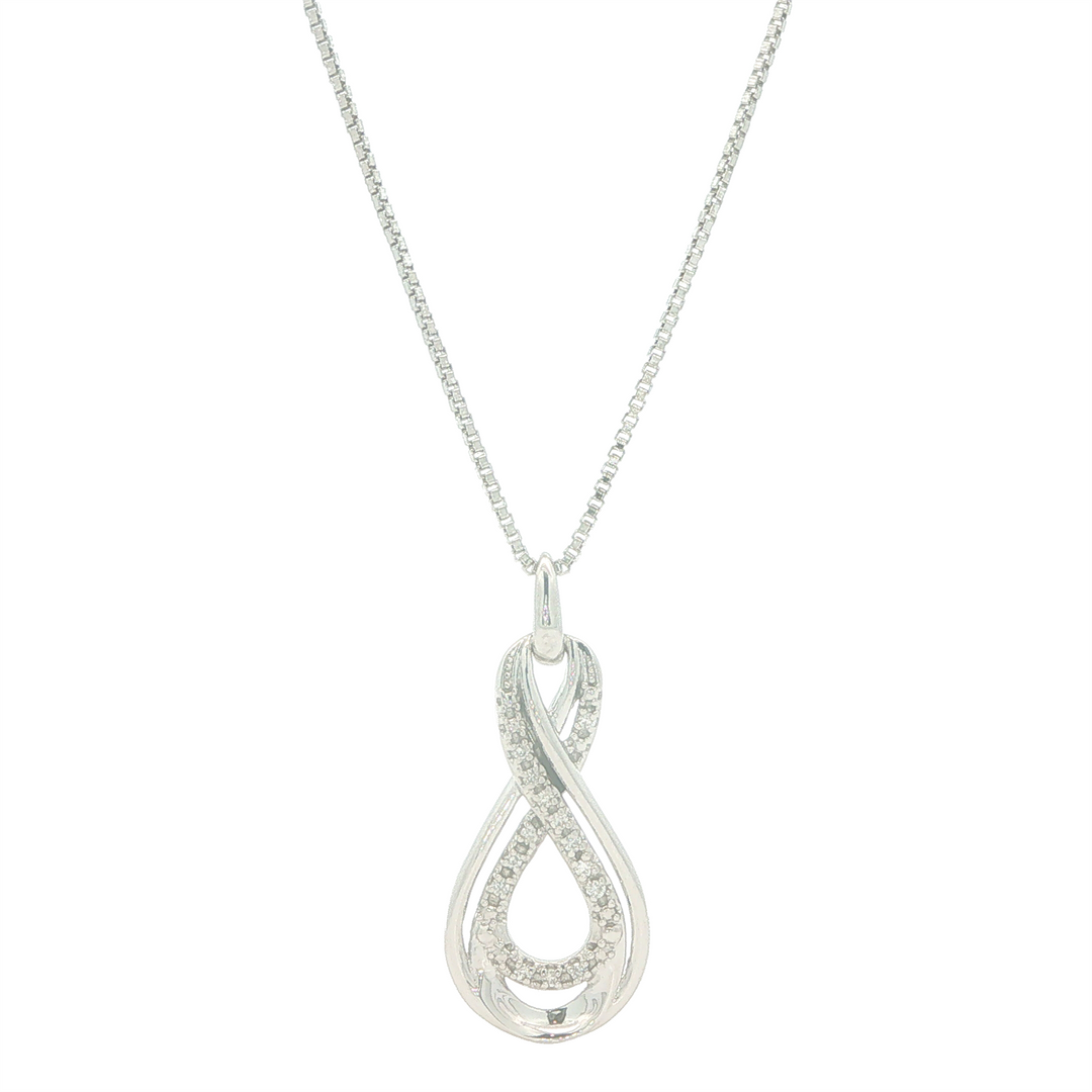 Sterling Silver 0.05cttw Diamond Pendant Necklace 18"