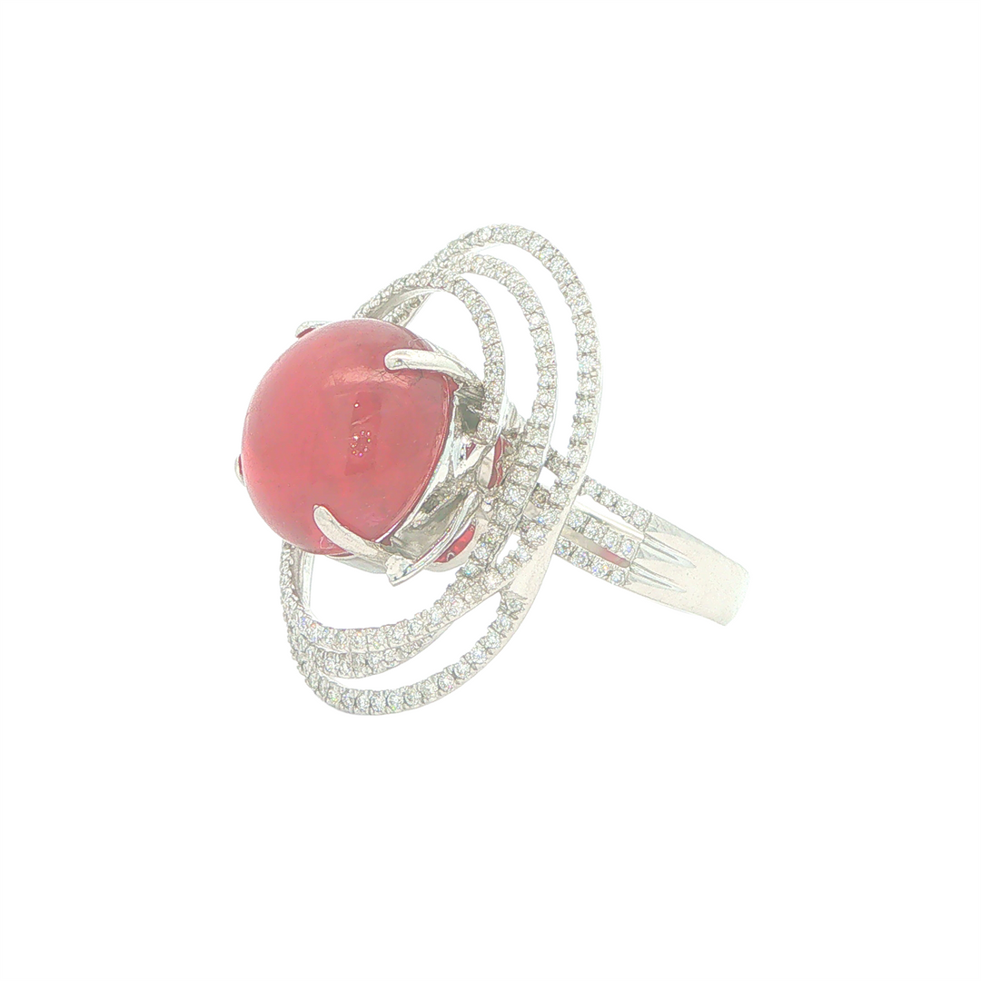 18KT White Gold 14.16ct Ruby and 0.50cttw Diamond Estate Cocktail Ring    size 8.5