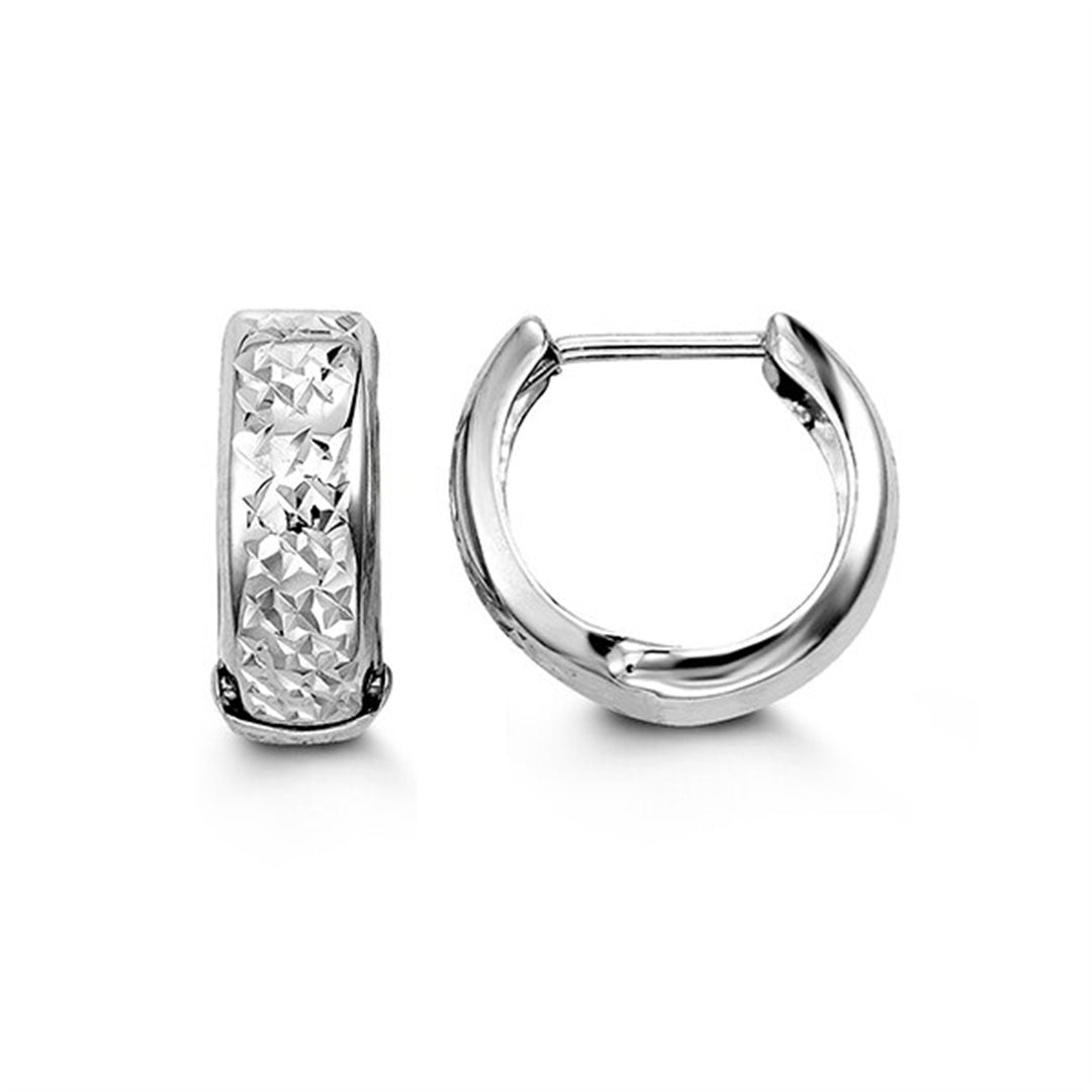 10KT White Gold 13mm Huggie Earrings