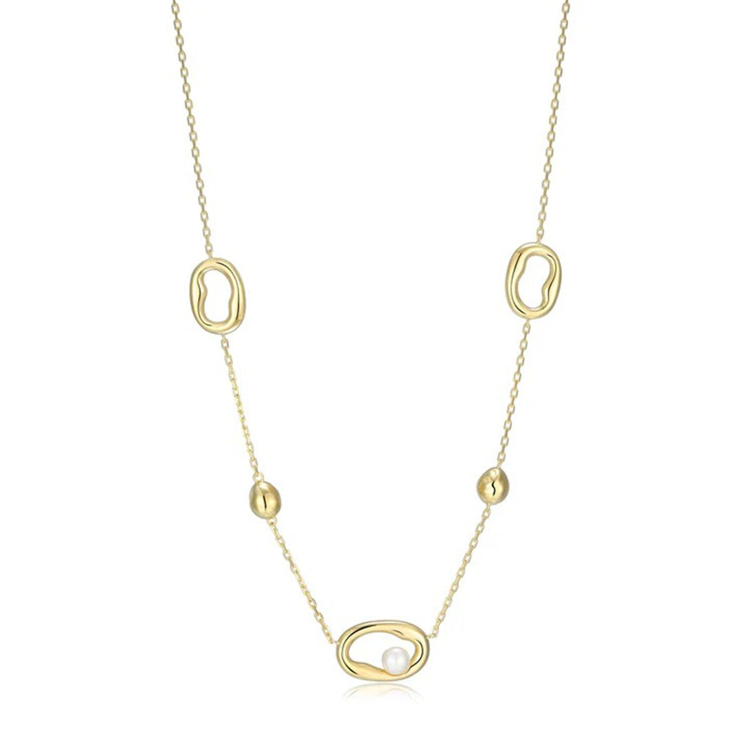 ELLE "Aurelia" Gold Plated Sterling Silver Freshwater Pearl Necklace 17+3"