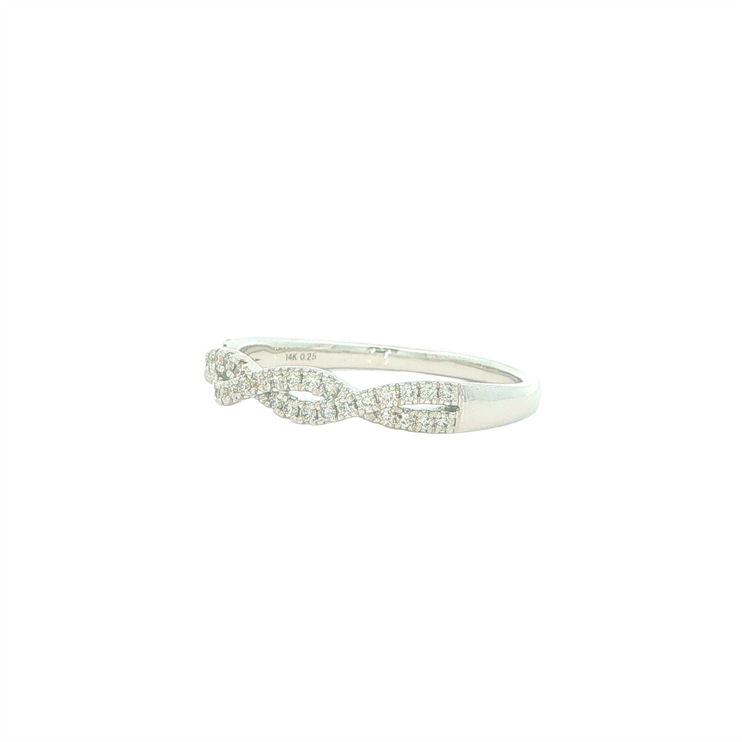 14KT White Gold 0.25cttw Diamond Woven Design Estate Band