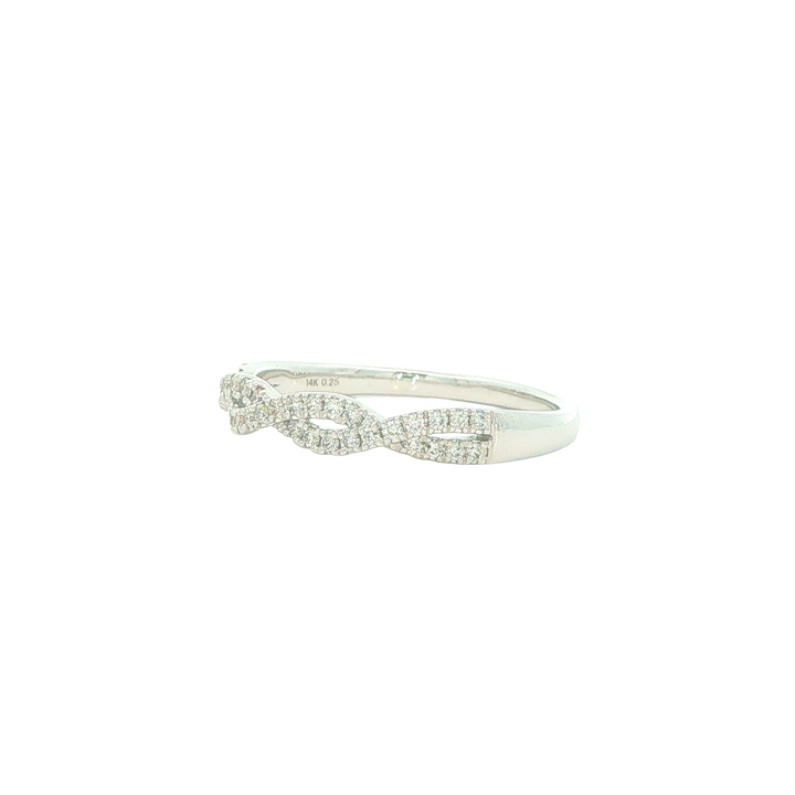 14KT White Gold 0.25cttw Diamond Woven Design Estate Band