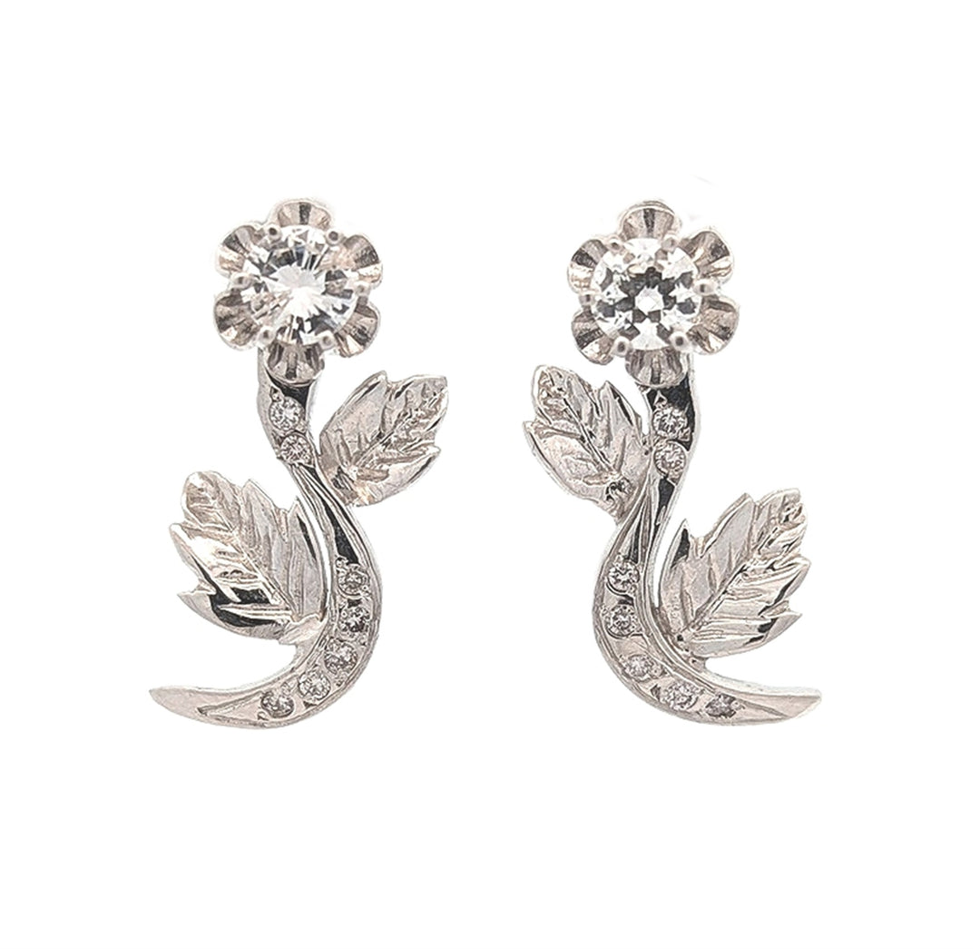 18KT White Gold 1.01ctw Diamond Estate Earrings