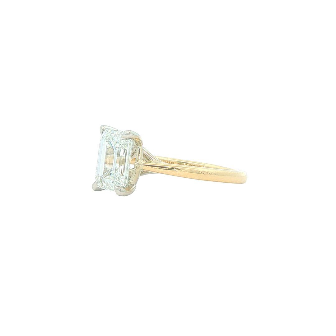 14KT Yellow and White Gold 2cttw Lab Grown Emerald Cut Diamond Engagement Ring