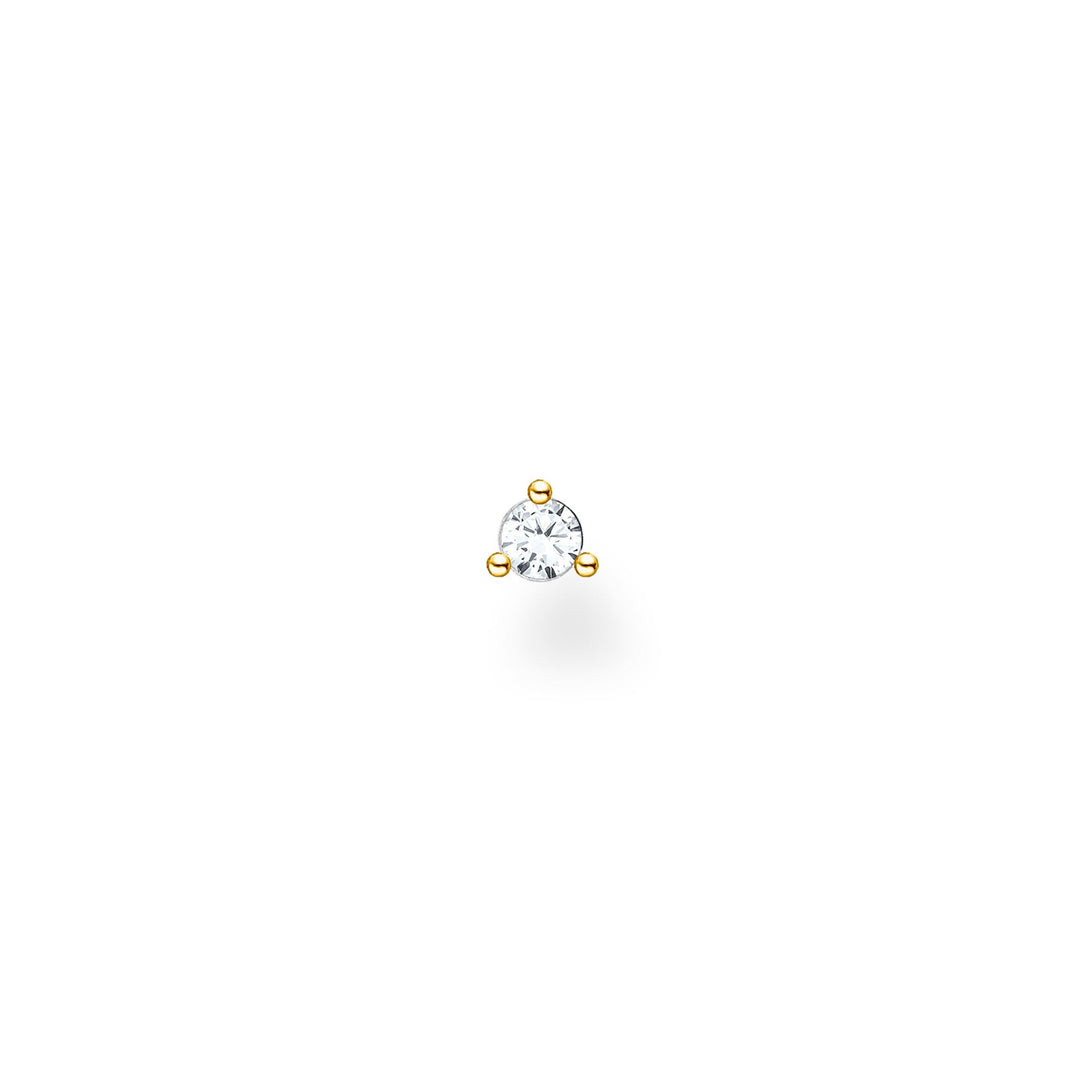 Single Ear Stud White Stone Gold