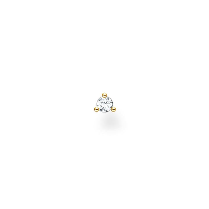 Single Ear Stud White Stone Gold