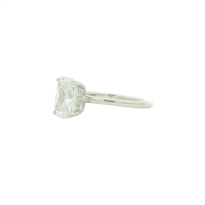 14KT White Gold 2.14ctw Lab Grown Rectangular Cushion Cut Diamond Engagment Ring with Hidden Halo