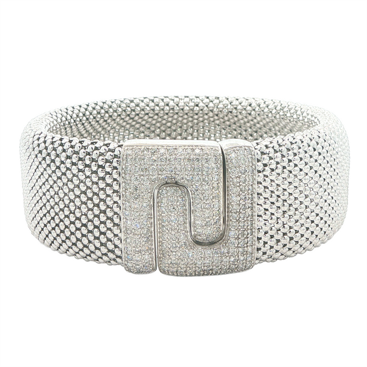 14KT White Gold Mesh 1.75tw Diamond Bracelet 8"
