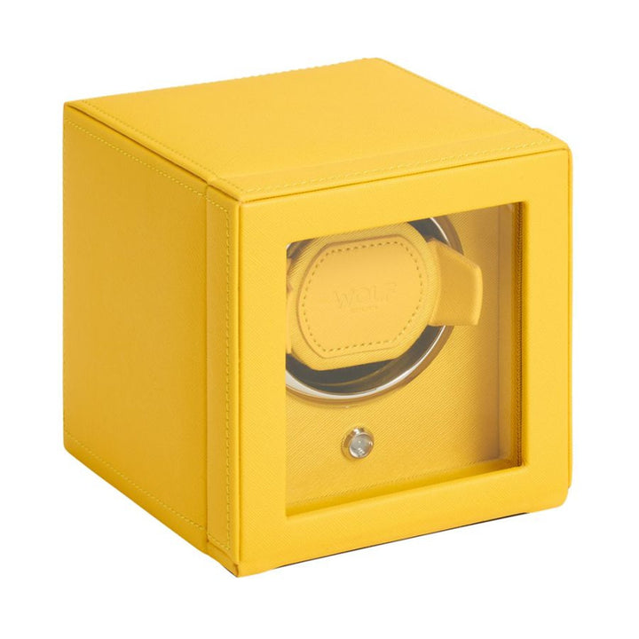 Cub Single Watch Winder With Cover - Yellow