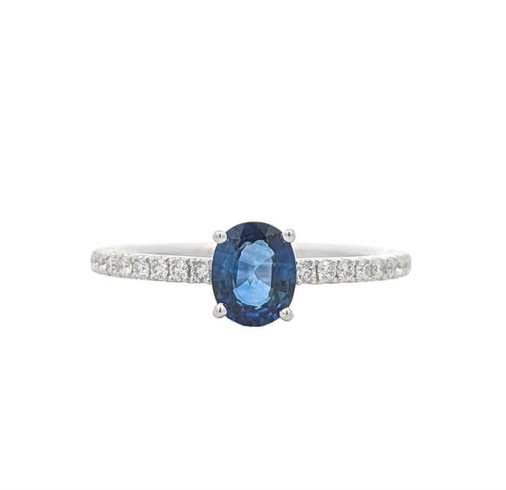 18K White Gold Sapphire Diamond Ring