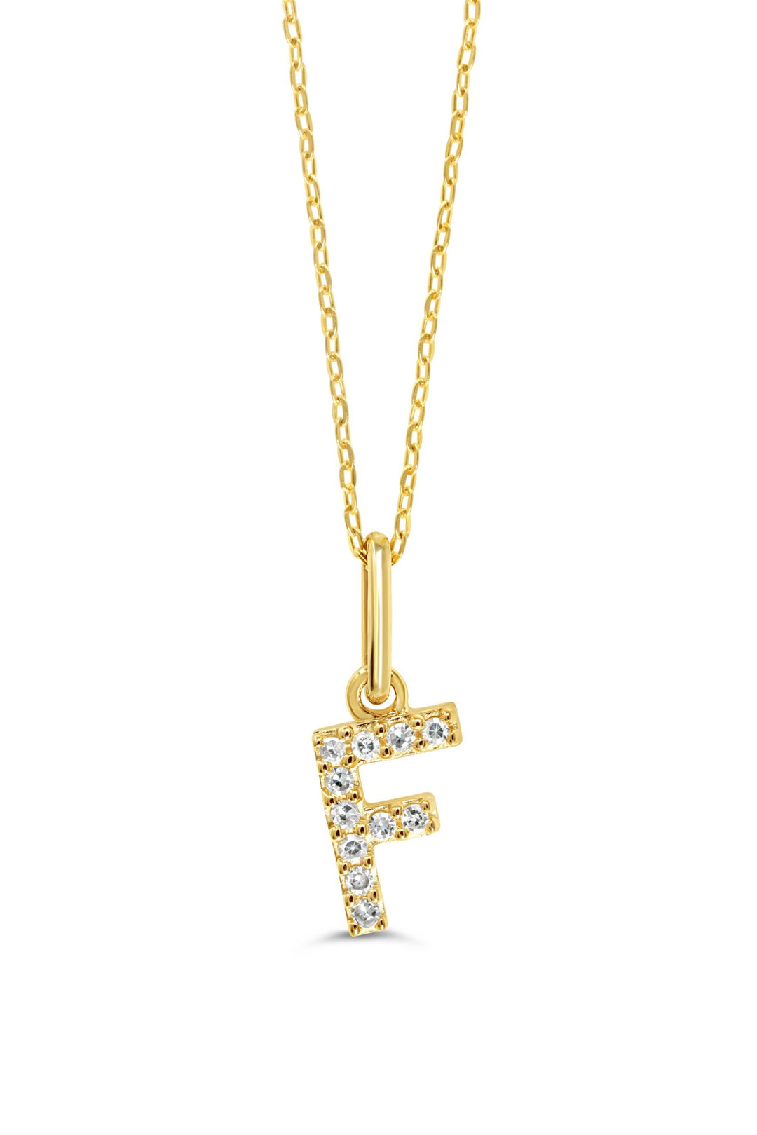 10KT Yellow Gold 0.04ctw Diamond Initial "F" Necklace
