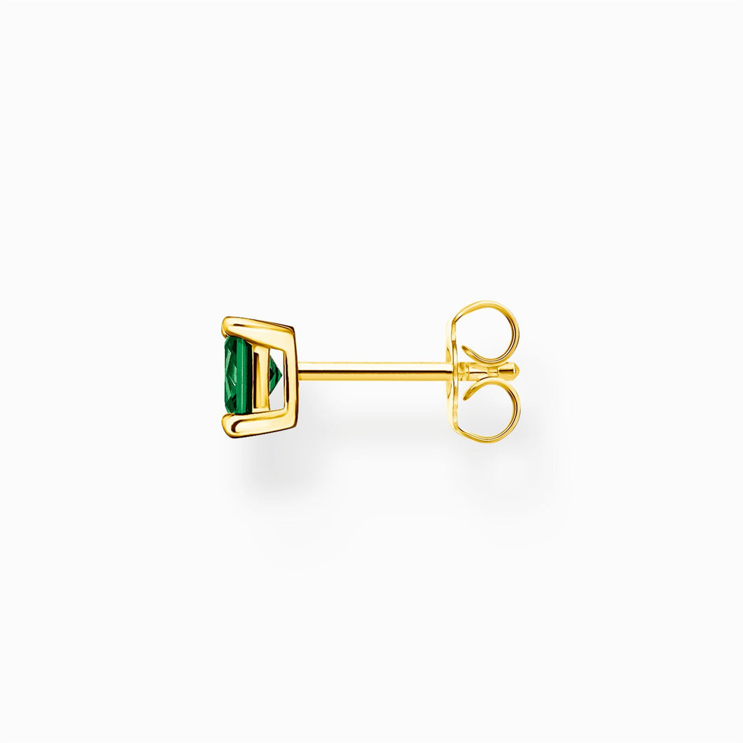 Thomas Sabo Sterling Silver Gold Plated Green Stone Single Stud Earring