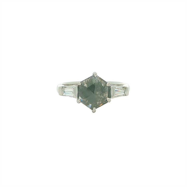 18KT White Gold 1.27ct Black Diamond Estate Engagement Ring