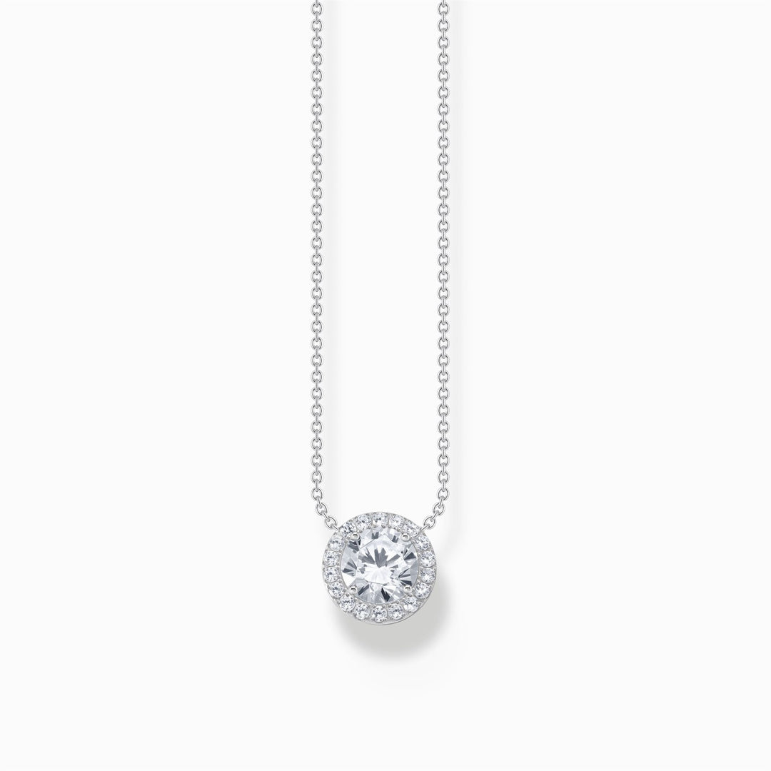 Thomas Sabo Sterling Silver Necklace With Halo Pendant With White Zirconia