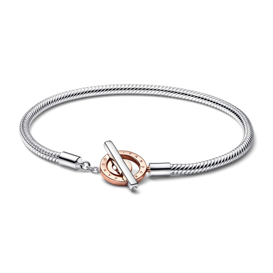 Snake chain sterling silver and 14k rose gold