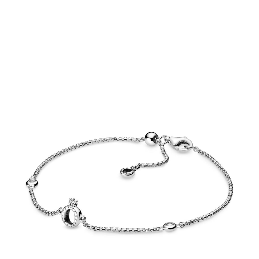 Crown O sterling silver bracelet with clear CZ
