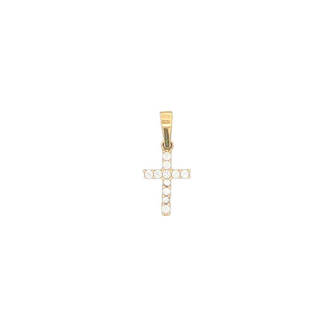 10KT Yellow Gold and CZ Cross (1 x 0.5cm)