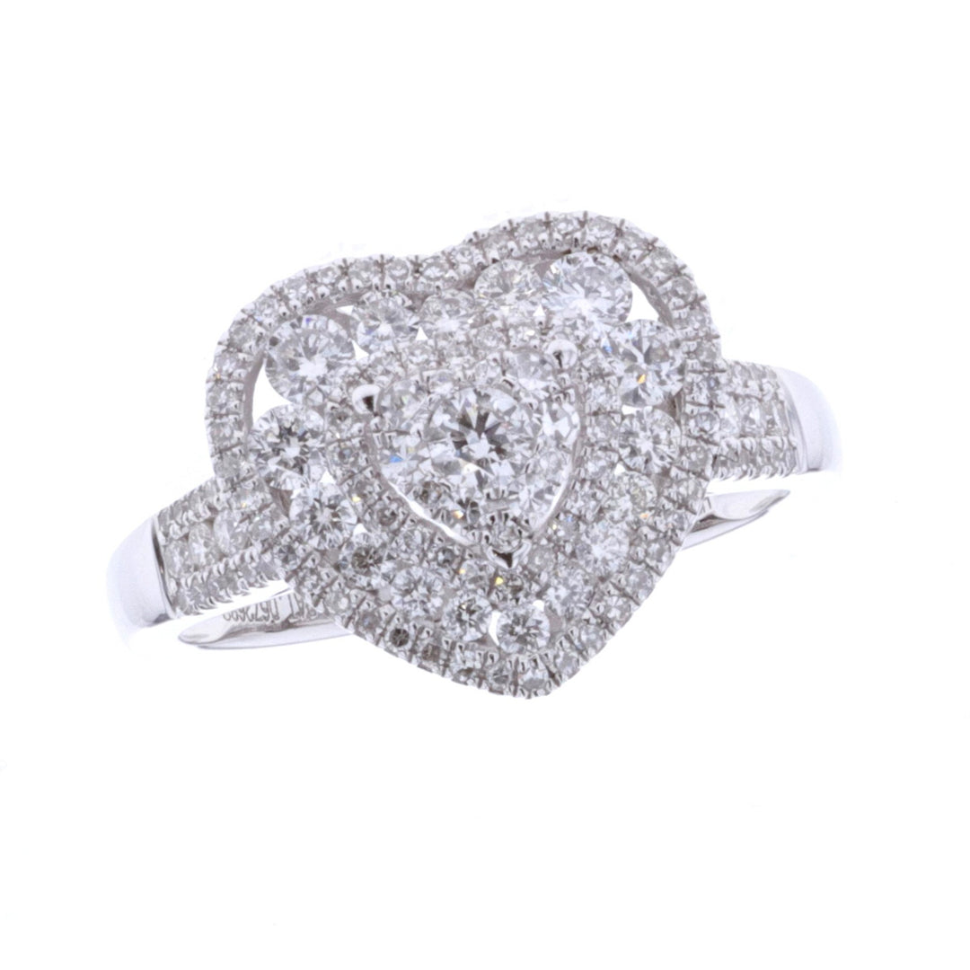 14KT White Gold 1.00ctw Diamond Heart Ring