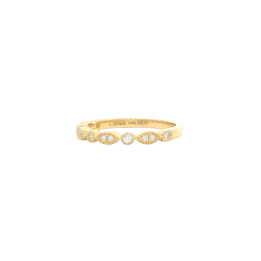 14KT Yellow Gold Pave Set Stackable Half Eternity 0.14 ctw Diamond Band