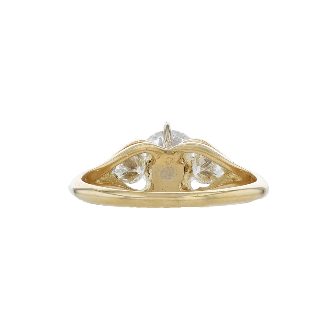 18KT Yellow and White Gold 1.02ct Lab Grown Round Brilliant Cut Diamond Engagement Ring with 0.30ct Natural Diamond Shoulder Accent