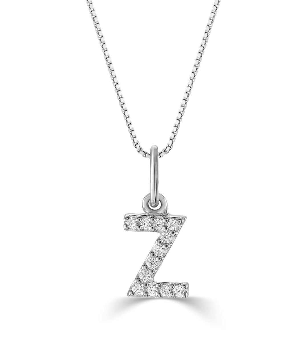 10KT White Gold 0.04ctw Diamond "Z" Initial Necklace