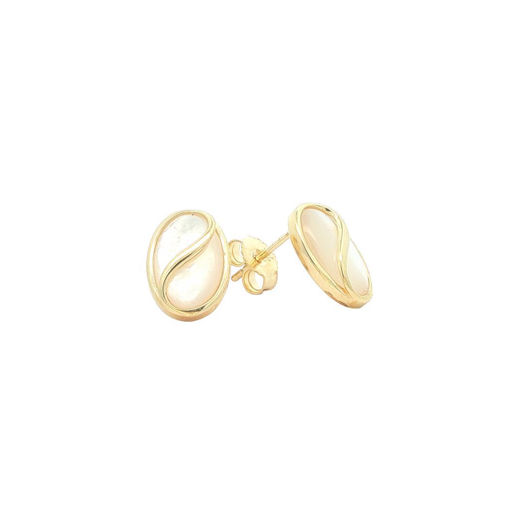 ELLE Sterling Silver Gold Plated "Twist: Mother of Pearl Earrings