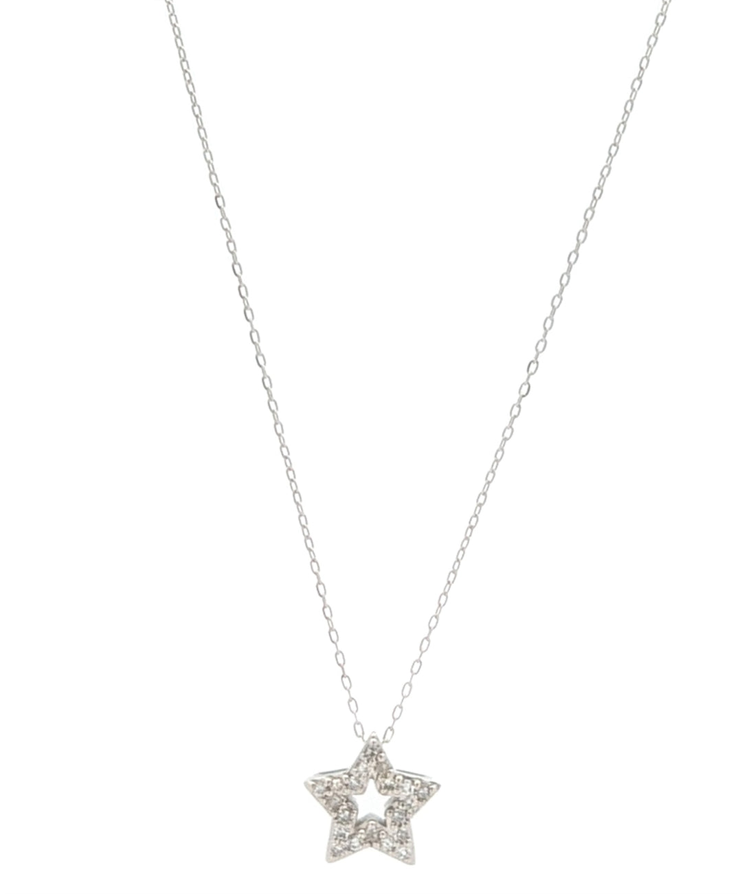 10KT White Gold 0.05ctw Diamond Star Necklace