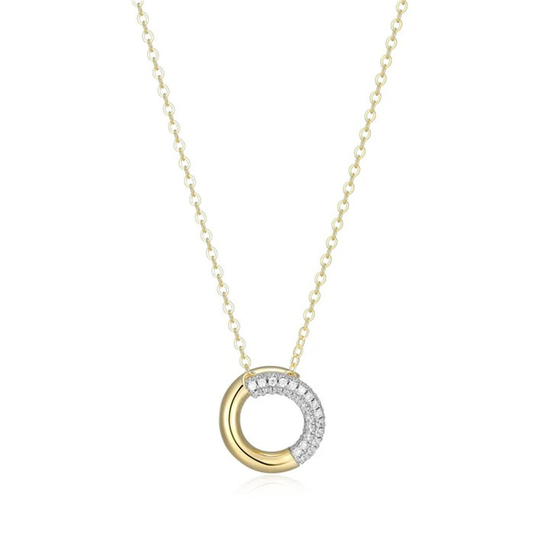 ELLE "Reversa" Gold Plated Sterling Silver with Cubic Zirconia Hidden Halo Necklace 18+2"