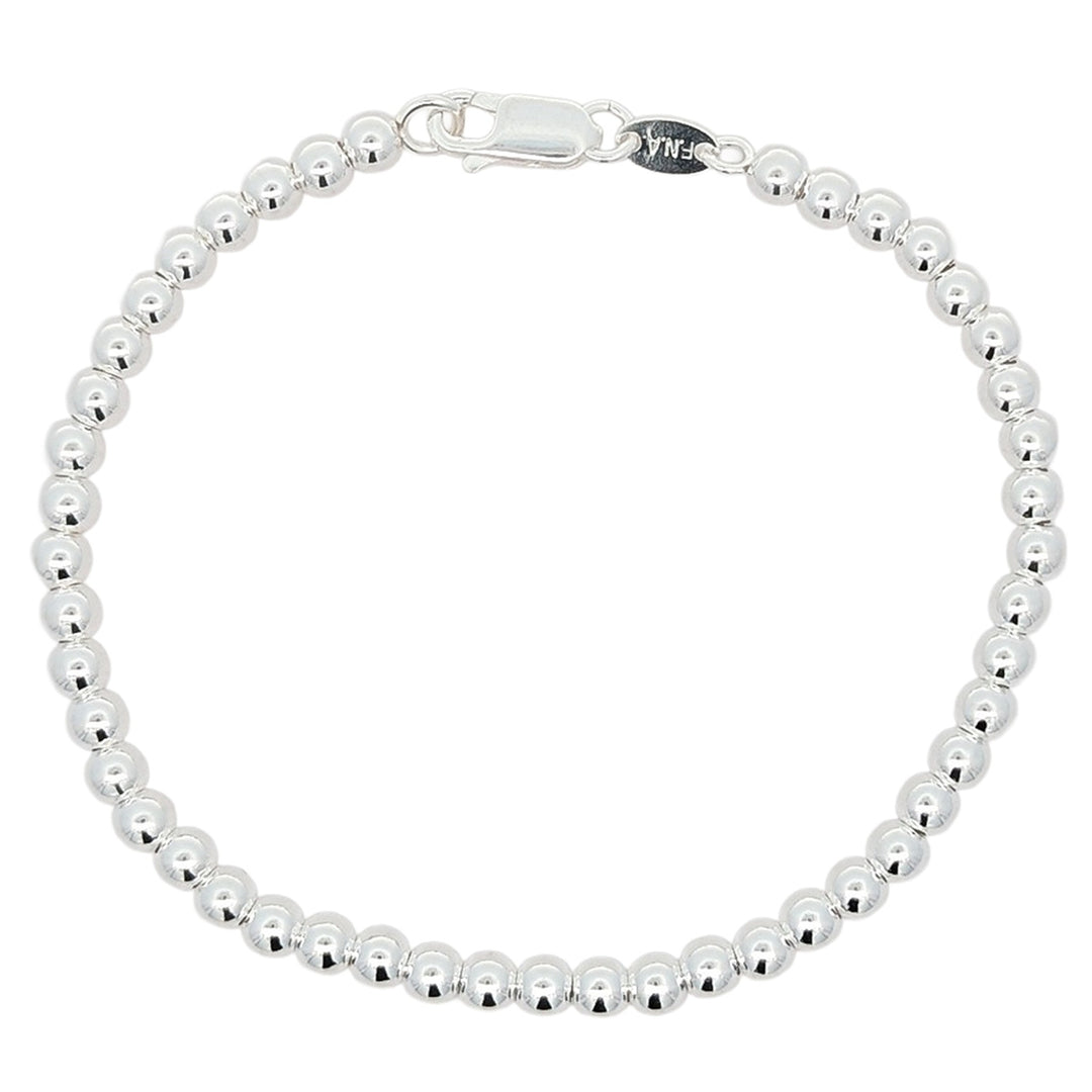 Sterling Silver 4mm Bead 7.5" Bracelet