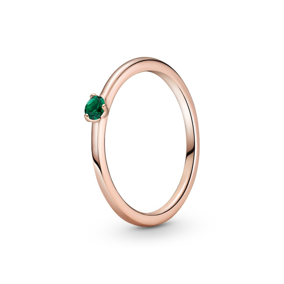 Rose ring with lake green crystal